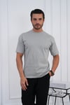 Bisiklet Yaka Gri Regular Fit %100 Pamuklu Erkek Tişört 