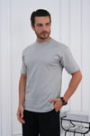 Bisiklet Yaka Gri Regular Fit %100 Pamuklu Erkek Tişört 