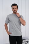 Bisiklet Yaka Gri Regular Fit %100 Pamuklu Erkek Tişört 