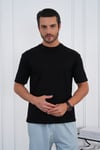 Bisiklet Yaka Siyah Regular Fit %100 Pamuklu Erkek Tişört 