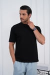 Bisiklet Yaka Siyah Regular Fit %100 Pamuklu Erkek Tişört 