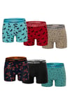 Erkek 6'lı Lüx Kutulu Pamuklu, Likralı ve Dijital Lastikli Boxer - G09002 - Çağla Yeşili - Mint - Kırmızı - Sarı - Siyah - Hardal
