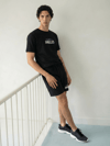 Erkek Baskılı T-shirt Şort Alt Üst Takım Siyah