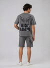 Erkek Baskılı T-shirt Şort Alt Üst Takım Füme