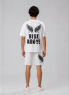 Erkek Baskılı T-shirt Şort Alt Üst Takım Beyaz