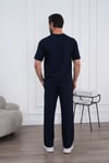 Erkek Yazlık Lacivert Eşofman Takımı Oversize Tişört Lastikli Bağcıklı Baggy Pantolon