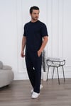 Erkek Yazlık Lacivert Eşofman Takımı Oversize Tişört Lastikli Bağcıklı Baggy Pantolon