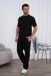 Erkek Yazlık Siyah Eşofman Takımı Oversize Tişört Lastikli Bağcıklı Baggy Pantolon