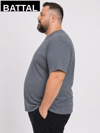 Füme Erkek Büyük Beden Pamuklu Likralı Bisiklet Yaka T-Shirt