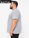 Grimelanj Çağla Erkek Büyük Beden Pamuklu Likralı Bisiklet Yaka T-Shirt
