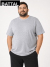 Grimelanj Çağla Erkek Büyük Beden Pamuklu Likralı Bisiklet Yaka T-Shirt
