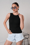 Kadın Fitilli Görünümlü Bisiklet Yaka Basic Bluz Atlet