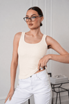 Kadın Fitilli Görünümlü Kalın Askılı Basic Bluz Atlet