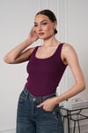 Kadın Fitilli Görünümlü Kalın Askılı Basic  Bluz Atlet Mor