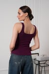 Kadın Fitilli Görünümlü Kalın Askılı Basic  Bluz Atlet Mor