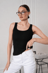 Kadın Fitilli Görünümlü Kalın Askılı Basic Bluz Atlet