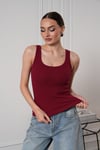 Kadın Fitilli Görünümlü Kalın Askılı Basic  Bluz Atlet Bordo