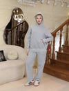 Kapüşonlu İçi Polarlı Unisex Oversize Eşofman Takımı - G09001 - Gri Melanj