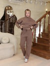 Kapüşonlu İçi Polarlı Unisex Oversize Eşofman Takımı - G09001 - Kahverengi