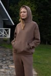 Kapüşonlu İçi Polarlı Unisex Oversize Eşofman Takımı - G09001 - Kahverengi