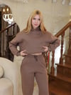 Kapüşonlu İçi Polarlı Unisex Oversize Eşofman Takımı - G09001 - Kahverengi