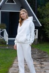 Kapüşonlu İçi Polarlı Unisex Oversize Eşofman Takımı - G09001 - Ekru