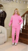 Kapüşonlu İçi Polarlı Unisex Oversize Eşofman Takımı - G09001 - Pembe