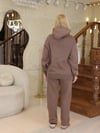 Kapüşonlu İçi Polarlı Unisex Oversize Eşofman Takımı - G09001 - Kahverengi