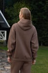 Kapüşonlu İçi Polarlı Unisex Oversize Eşofman Takımı - G09001 - Kahverengi
