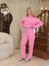 Kapüşonlu İçi Polarlı Unisex Oversize Eşofman Takımı - G09001 - Pembe
