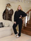 Kapüşonlu İçi Polarlı Unisex Oversize Eşofman Takımı - G09001 - Siyah