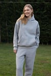 Kapüşonlu İçi Polarlı Unisex Oversize Eşofman Takımı - G09001 - Gri Melanj