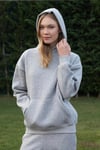 Kapüşonlu İçi Polarlı Unisex Oversize Eşofman Takımı - G09001 - Gri Melanj