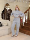 Kapüşonlu İçi Polarlı Unisex Oversize Eşofman Takımı - G09001 - Gri Melanj