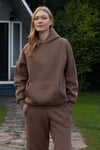 Kapüşonlu İçi Polarlı Unisex Oversize Eşofman Takımı - G09001 - Kahverengi