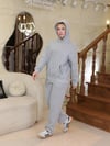 Kapüşonlu İçi Polarlı Unisex Oversize Eşofman Takımı - G09001 - Gri Melanj