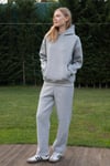 Kapüşonlu İçi Polarlı Unisex Oversize Eşofman Takımı - G09001 - Gri Melanj