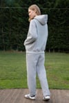 Kapüşonlu İçi Polarlı Unisex Oversize Eşofman Takımı - G09001 - Gri Melanj