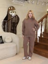 Kapüşonlu İçi Polarlı Unisex Oversize Eşofman Takımı - G09001 - Kahverengi