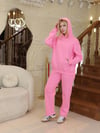 Kapüşonlu İçi Polarlı Unisex Oversize Eşofman Takımı - G09001 - Pembe