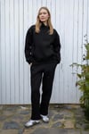 Kapüşonlu İçi Polarlı Unisex Oversize Eşofman Takımı - G09001 - Siyah