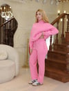 Kapüşonlu İçi Polarlı Unisex Oversize Eşofman Takımı - G09001 - Pembe