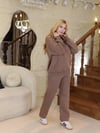 Kapüşonlu İçi Polarlı Unisex Oversize Eşofman Takımı - G09001 - Kahverengi