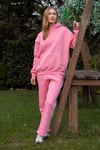 Kapüşonlu İçi Polarlı Unisex Oversize Eşofman Takımı - G09001 - Pembe