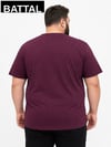 Mürdüm Erkek Büyük Beden Pamuklu Likralı Bisiklet Yaka T-Shirt
