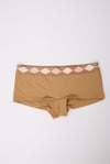 Pamuklu Likralı Baskılı  Boyshort 3'lü Set Kadın Külot Kahve