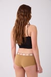 Pamuklu Likralı Baskılı  Boyshort 3'lü Set Kadın Külot Kahve