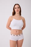 Pamuklu Likralı Baskılı  Boyshort 3'lü Set Kadın Külot Beyaz