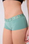 Pamuklu Likralı Baskılı  Boyshort 3'lü Set Kadın Külot Çağla