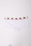 Pamuklu Likralı Baskılı  Boyshort 3'lü Set Kadın Külot Beyaz